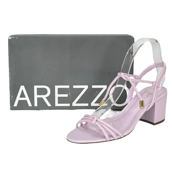 Arezzo Camila Soft Purple Leather Womens Mid Block Sandal Size 9.5M - Picture 10 of 12
